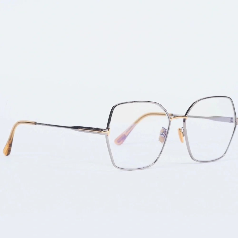 NWT Tom Ford FT5876-B Light Ruthenium Oversized 56mm Eyeglasses